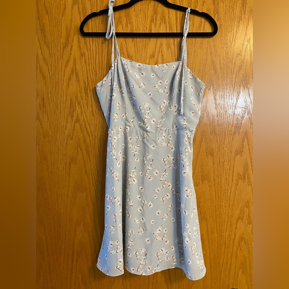 Blue floral tie-strap dress